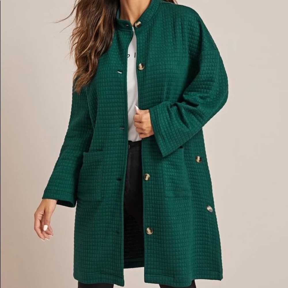 Dual Pockets Split Side Button Up Coat - image 5